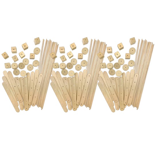 Teacher Created Resources STEM Basics: Wood Construction Kit, 3 Packs of 66